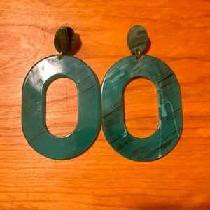 Sea Green Lucite Oversized Earrings